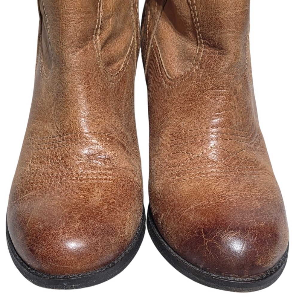EUC GIANNI BINI BROWN LEATHER WESTERN ANKLE BOOTS SZ 10 - Picture 5 of 10